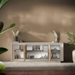 Home affaire Sideboard »Sky, B/T 207/50 cm, Kommode/Anrichte/Stauraumschrank, 4 Türen« Softclosing, Korpus & Front 22 mm stark, Rahmen-Optik