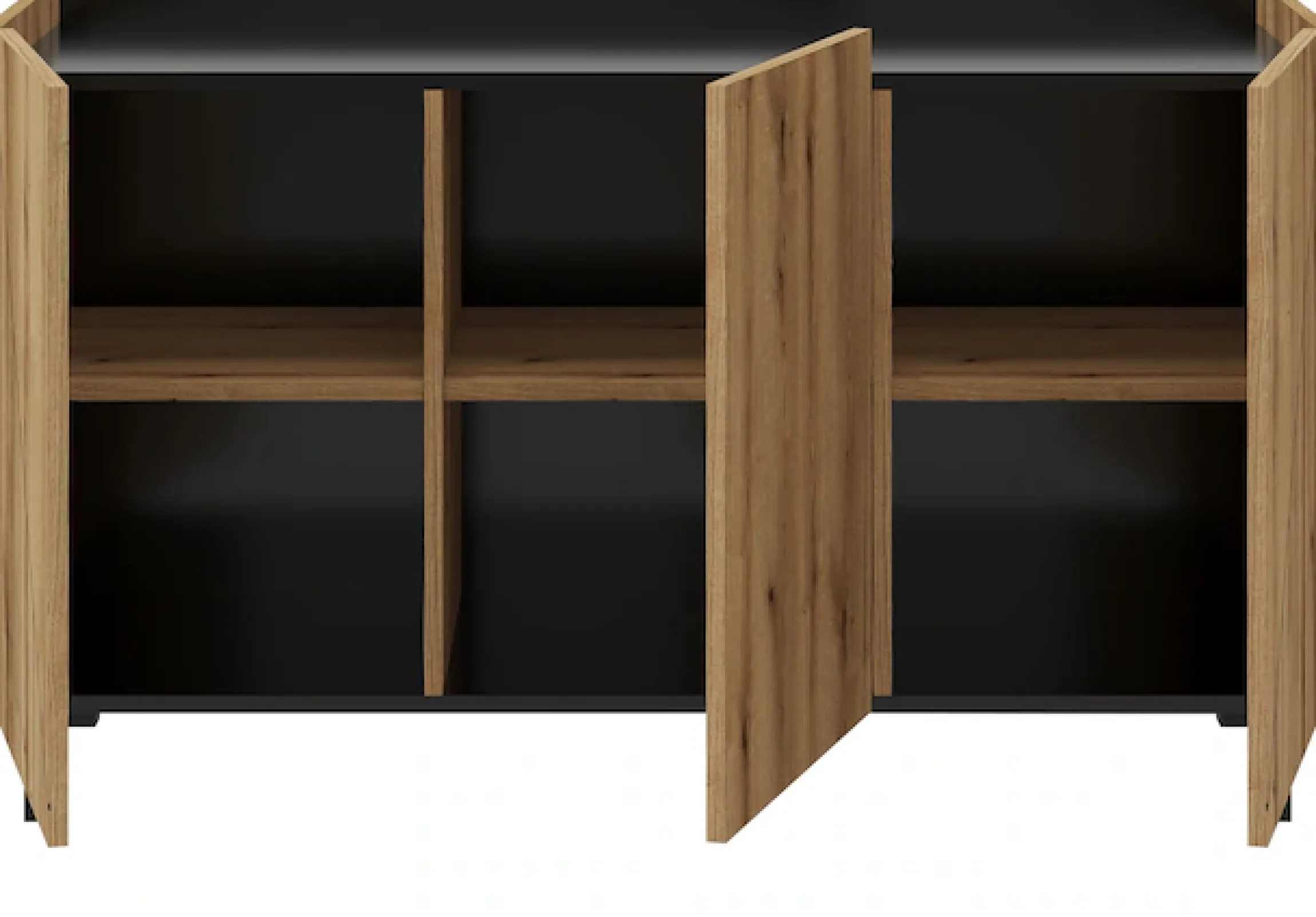 Home affaire Sideboard »SNETT, Breite: 122cm, mit Metall-Stabfüßen, 3 Türen, 3 Einlegeböden« Anrichte, Kommode, Schrank, Board, Higboard