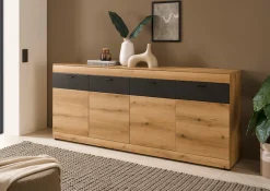 Home affaire Sideboard »Soleto, moderner Schrank, Kommode, 200 cm breit« zeitlos, schwarze Griffe aus Metall, ausreichend Stauraum