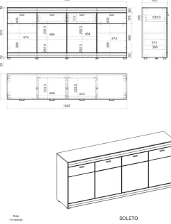 Home affaire Sideboard »Soleto, moderner Schrank, Kommode, 200 cm breit« zeitlos, schwarze Griffe aus Metall, ausreichend Stauraum