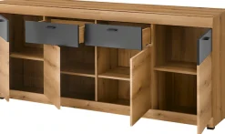 Home affaire Sideboard »Soleto, moderner Schrank, Kommode, 200 cm breit« zeitlos, schwarze Griffe aus Metall, ausreichend Stauraum