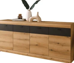 Home affaire Sideboard »Soleto, moderner Schrank, Kommode, 200 cm breit« zeitlos, schwarze Griffe aus Metall, ausreichend Stauraum