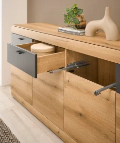 Home affaire Sideboard »Soleto, moderner Schrank, Kommode, 200 cm breit« zeitlos, schwarze Griffe aus Metall, ausreichend Stauraum
