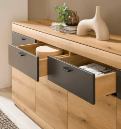 Home affaire Sideboard »Soleto, moderner Schrank, Kommode, 200 cm breit« zeitlos, schwarze Griffe aus Metall, ausreichend Stauraum