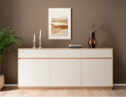 Home affaire Sideboard »Sonora, moderner Schrank, Kommode in Eiche Artisan, 202 cm breit« filigrane Rahmenoptik, ausreichend Stauraum, vielseitig einsetzbar