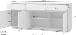 Home affaire Sideboard »Sonora, moderner Schrank, Kommode in Eiche Artisan, 202 cm breit« filigrane Rahmenoptik, ausreichend Stauraum, vielseitig einsetzbar