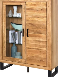 Home affaire Sideboard 1 Stk. tlg. Industriestil, Teilmassiv Eiche, schwarze Elemente, Modern