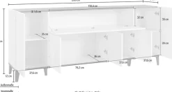 Home affaire Sideboard »Sunrise« Kommode mit 5 Türen und 1 Klapptür, Breite 200 cm