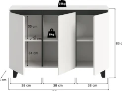 Home affaire Sideboard »TOMA, Breite: 120 cm, mit Metall-Kufen-Fuß, 3 Türen, 3 Einlegeböden« Anrichte, Kommode, Schrank, Board, Higboard
