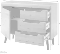 Home affaire Sideboard »Torge, Anrichte, Kommode, Schubladenschrank« 1 Stk. tlg. abgeschrägte Füße, drei Farben, Scandi Design, 107 cm breit