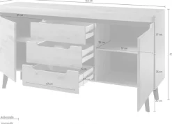 Home affaire Sideboard »Torge, Anrichte, Kommode, Schubladenschrank« 1 Stk. tlg. abgeschrägte Füße, drei Farben, Scandi Design, 160 cm breit