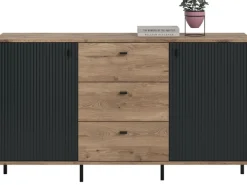 Home affaire Sideboard »TREVERK, Breite: 154 cm, hochwertige MDF-Front schwarz tiefzieh« 1 Stk. tlg. Sideboard, Wohnzimmer, Esszimmer