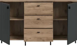 Home affaire Sideboard »TREVERK, Breite: 154 cm, hochwertige MDF-Front schwarz tiefzieh« 1 Stk. tlg. Sideboard, Wohnzimmer, Esszimmer