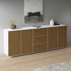 Home affaire Sideboard »Vega Sideboard,Kommode,220 cm« mit 4 Türen und 3 Schubladen,Fronten mit Rillen-Optik