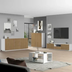 Home affaire Sideboard »Vega Sideboard,Kommode,220 cm« mit 4 Türen und 3 Schubladen,Fronten mit Rillen-Optik