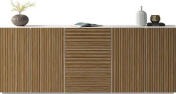 Home affaire Sideboard »Vega Sideboard,Kommode,220 cm« mit 4 Türen und 3 Schubladen,Fronten mit Rillen-Optik