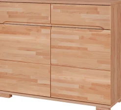 Home affaire Sideboard »VETRO in zwei Farben Erhältlich, teilmassiv, 2 Schubladen, 3 Fächer« B/T/H: 100/40/85cm Fronten: Massivholz, Korpus: Melamin, Griffmulden