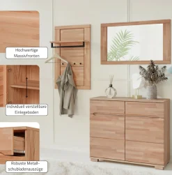 Home affaire Sideboard »VETRO in zwei Farben Erhältlich, teilmassiv, 2 Schubladen, 3 Fächer« B/T/H: 100/40/85cm Fronten: Massivholz, Korpus: Melamin, Griffmulden