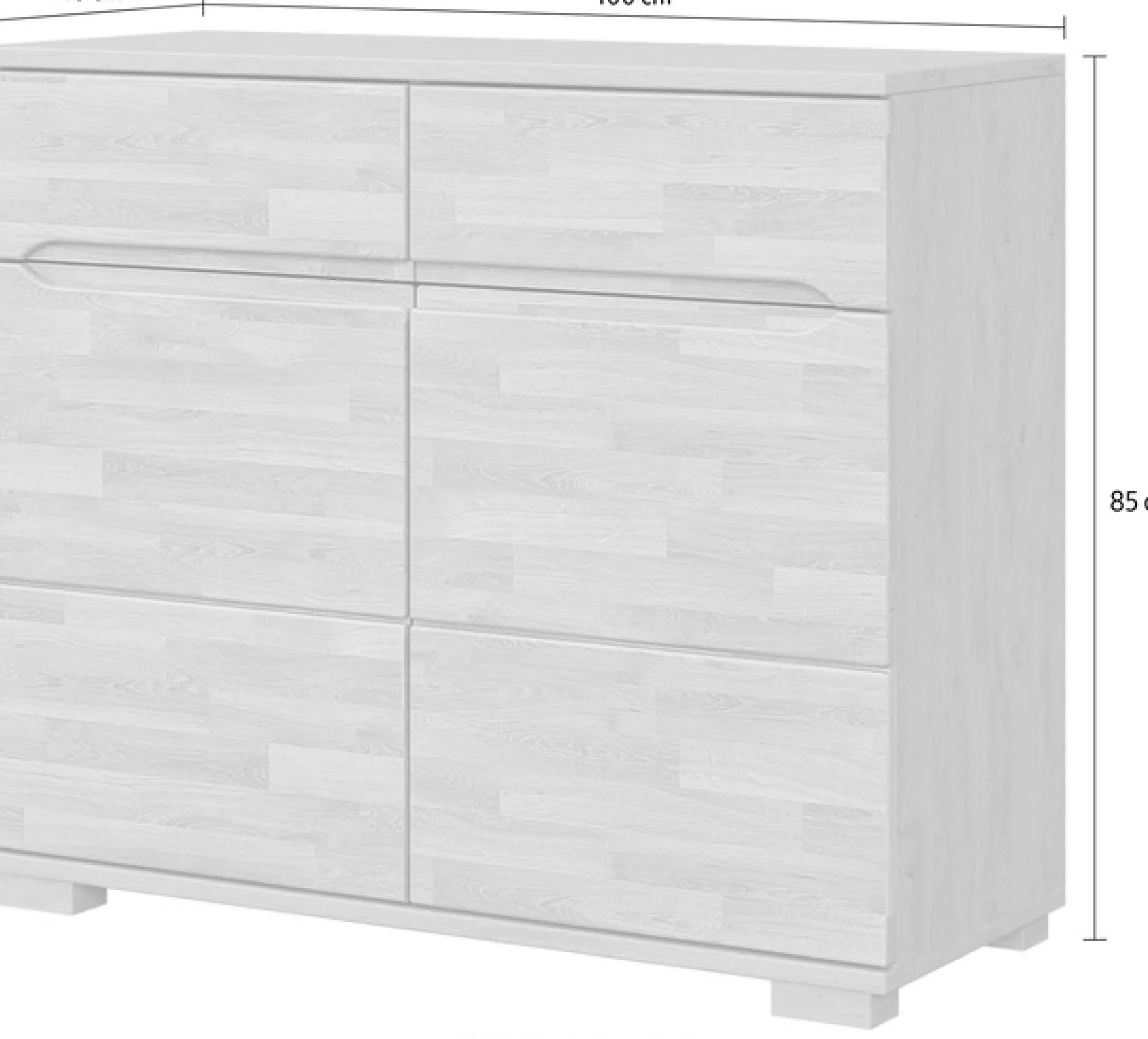 Home affaire Sideboard »VETRO in zwei Farben Erhältlich, teilmassiv, 2 Schubladen, 3 Fächer« B/T/H: 100/40/85cm Fronten: Massivholz, Korpus: Melamin, Griffmulden