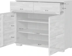 Home affaire Sideboard »VETRO in zwei Farben Erhältlich, teilmassiv, 2 Schubladen, 3 Fächer« B/T/H: 100/40/85cm Fronten: Massivholz, Korpus: Melamin, Griffmulden