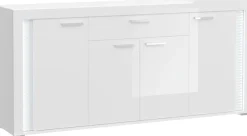 Home affaire Sideboard »Viborg, Breite 182cm, inkl. vertikaler Frontbeleuchtung« 4 Türen, 3 Einlegeböden,6 Fächer, 1 Schubkasten,Anrichte, Schrank