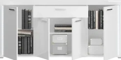 Home affaire Sideboard »Viborg, Breite 182cm, inkl. vertikaler Frontbeleuchtung« 4 Türen, 3 Einlegeböden,6 Fächer, 1 Schubkasten,Anrichte, Schrank