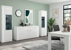 Home affaire Sideboard »Viborg, Breite 182cm, inkl. vertikaler Frontbeleuchtung« 4 Türen, 3 Einlegeböden,6 Fächer, 1 Schubkasten,Anrichte, Schrank
