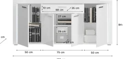 Home affaire Sideboard »Viborg, Breite 182cm, inkl. vertikaler Frontbeleuchtung« 4 Türen, 3 Einlegeböden,6 Fächer, 1 Schubkasten,Anrichte, Schrank