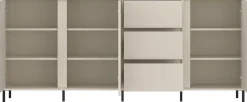 Home affaire Sideboard »viel Stauraum, Soft Close, 3 Türen und 3 Schubkasten« mit Metallfüßen, Breite 212 cm, grifflos, Fronten geriffelt