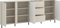 Home affaire Sideboard »viel Stauraum, Soft Close, 3 Türen und 3 Schubkasten« mit Metallfüßen, Breite 212 cm, grifflos, Fronten geriffelt