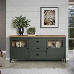 Home affaire Sideboard »Vienna« 1 Stk. tlg. Kommode im Landhausstil - Beleuchtung, Glastüren - B/T/H 185/45/86 cm