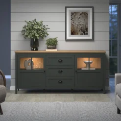 Home affaire Sideboard »Vienna« 1 Stk. tlg. Kommode im Landhausstil - Beleuchtung, Glastüren - B/T/H 185/45/86 cm