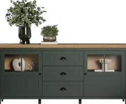 Home affaire Sideboard »Vienna« 1 Stk. tlg. Kommode im Landhausstil - Beleuchtung, Glastüren - B/T/H 185/45/86 cm