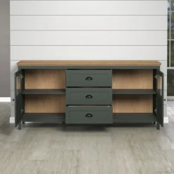 Home affaire Sideboard »Vienna« 1 Stk. tlg. Kommode im Landhausstil - Beleuchtung, Glastüren - B/T/H 185/45/86 cm