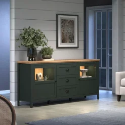 Home affaire Sideboard »Vienna« 1 Stk. tlg. Kommode im Landhausstil - Beleuchtung, Glastüren - B/T/H 185/45/86 cm