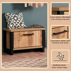 Home affaire Sitzbank »Elda« 1 Stk. tlg. Sitzbank mit 1 Gasdruckdämpfer Klappe – (B/T/H) 73/39/47 cm