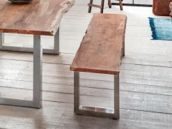Home affaire Sitzbank »Manhattan« mit Baumkantenoptik und Gestell U-Form aus Edelstahl