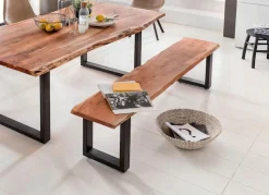 Home affaire Sitzbank »Manhattan« mit Baumkantenoptik und Gestell U-Form aus schwarzem Metall