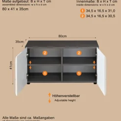 Home affaire Sitzbank »Sovana« Sitzbank mit 2 Türen - (B/T/H) 80/35/41 cm