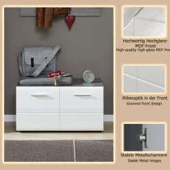Home affaire Sitzbank »Sovana« Sitzbank mit 2 Türen - (B/T/H) 80/35/41 cm