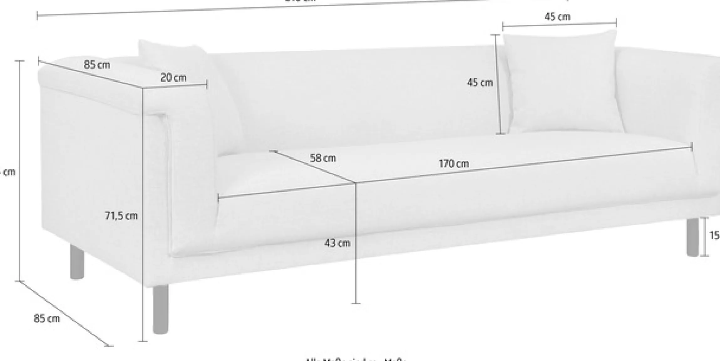 Home affaire 3-Sitzer »AGNIAB/T/H: 210/85/71 cm« incl. Zierkissen, auch in Cord und Bouclé