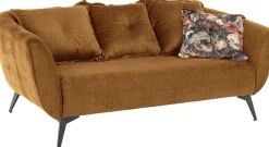 Home affaire 2,5-Sitzer »Baggio, Breite 196 cm, modern romantisches Design« Zierkissen inklusive, Komfortsitzhöhe 45 cm, schwarze Metallfüße