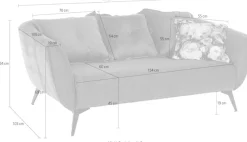 Home affaire 2,5-Sitzer »Baggio, Breite 196 cm, modern romantisches Design« Zierkissen inklusive, Komfortsitzhöhe 45 cm, schwarze Metallfüße