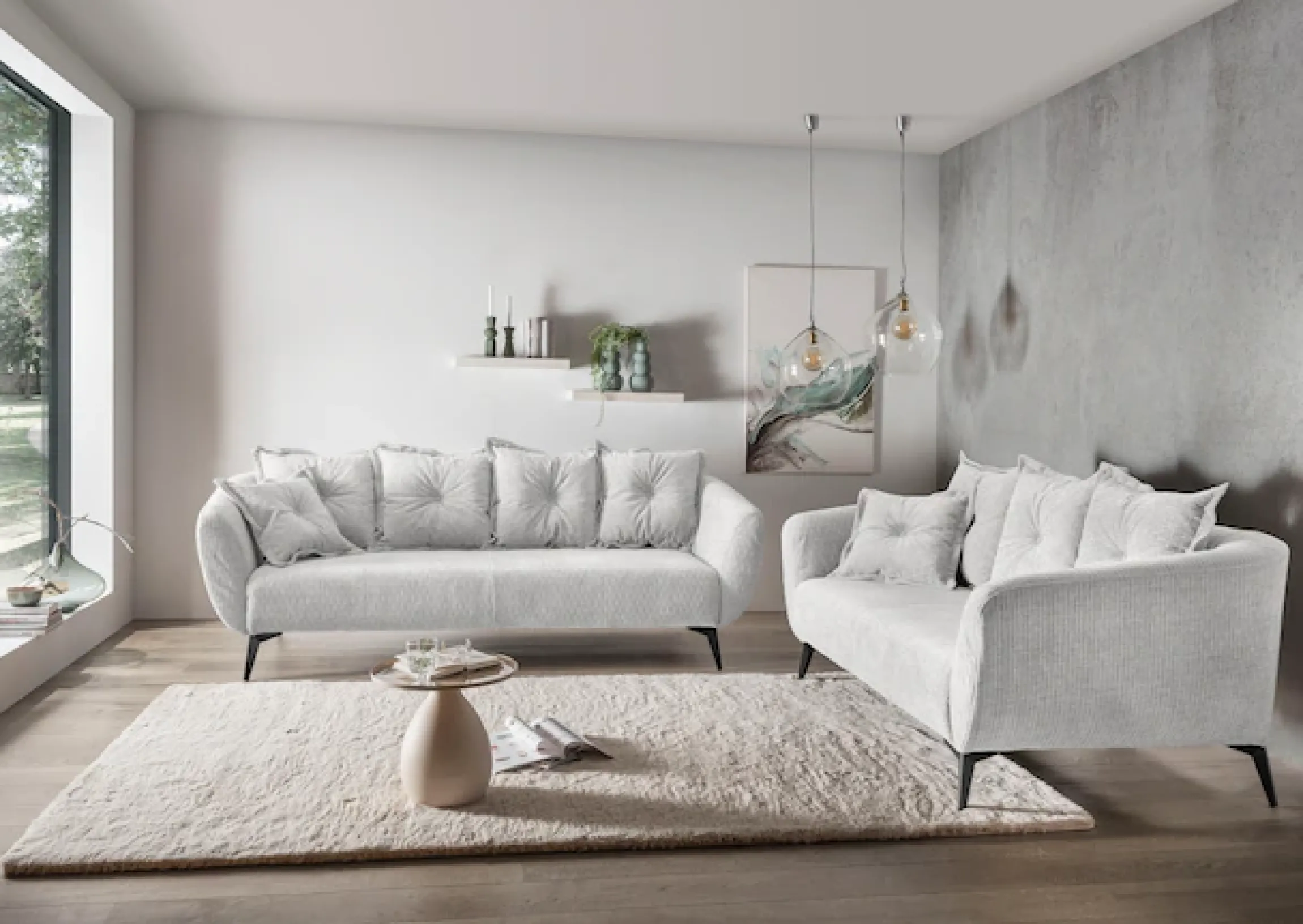 Home affaire 2,5-Sitzer »Baggio, Breite 196 cm zeitlos & elegant, bequem« schwarze Metallfüße