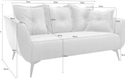 Home affaire 2,5-Sitzer »Baggio, Breite 196 cm zeitlos & elegant, bequem« schwarze Metallfüße