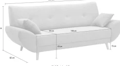 Home affaire 3-Sitzer »Basta komfortable Wellenunterfederung, Breite 205cm, bodenfrei«