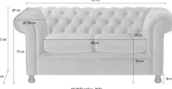 Home affaire 2-Sitzer »BRONNOY Chesterfield Sofa mit aufwendiger Knopfheftung, Breite 152 cm« Sofa mit geschwungenen Armlehnen, Chesterfield-Optik, Glamour