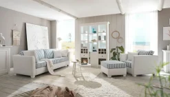 Home affaire 2-Sitzer »CALIFORNIA« maritimer Landhausstil, in 3 Breiten, mit Holzfüßen Weiß lackiert