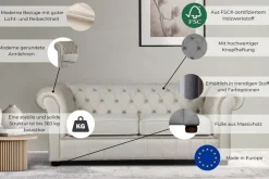 Home affaire 3-Sitzer »CHARENTE, optionale Schlafsofa, Chesterfield-Sofa, Bettfunktion« mit edler Knopfheftung und typischen Armlehnen, B/T/H 198/89/74 cm