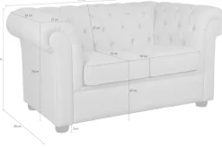 Home affaire 2-Sitzer »CHARENTE, Chesterfield-Sofa, Wellenfederung, Maße: B/T/H: 147/89/74 cm« mit edler Knopfheftung und typischen Armlehnen